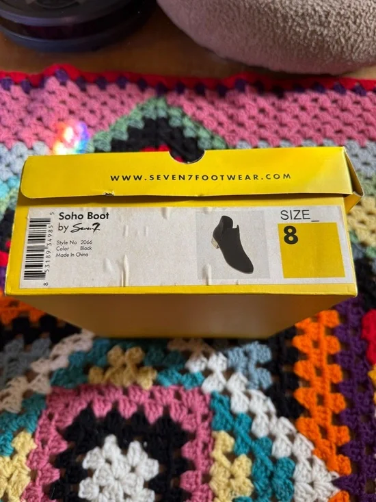 Seven7 Black Suede Ankle Booties with Low Heel - Picture 8 of 8